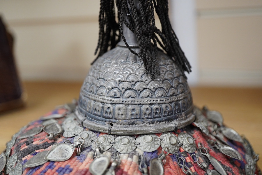 An Imperial Russian 13th Erivan Grenadier Regiment Caucasian Corps Officer's Papakha - 19 cm high and an Afghan woman's skull cap (taqiyah). Condition - both good